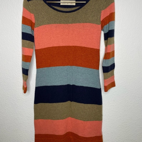 Anthropologie Isabelle Sinclair dress sweater striped wool blend sz XS - Picture 2 of 11